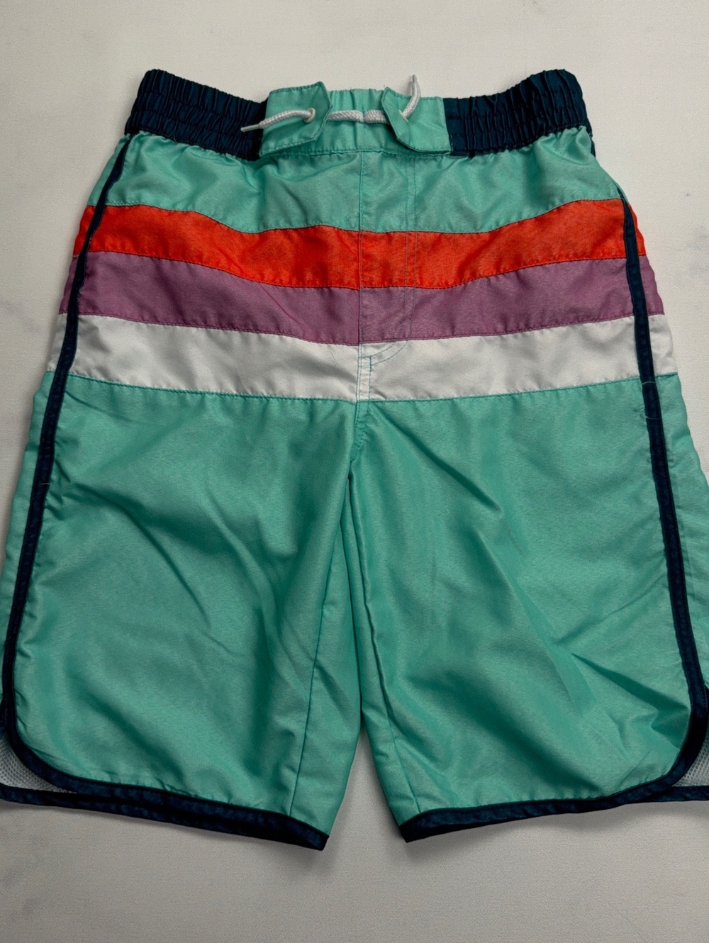 kidpik Swim Trunks Colorblock Stripes Elastic Waist - Boys Large